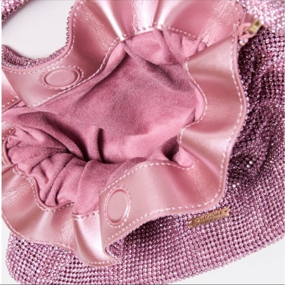 🆕 Cult Gaia Slouchy Pink Mini Crystal Embellished Shoulder Bag - Picture 16 of 17